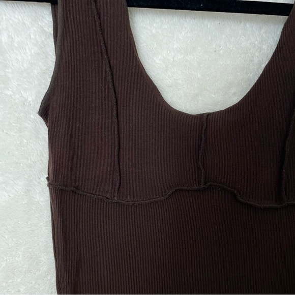 all:row Exposed Seam Tank Top in Brown - Picture 3 of 6